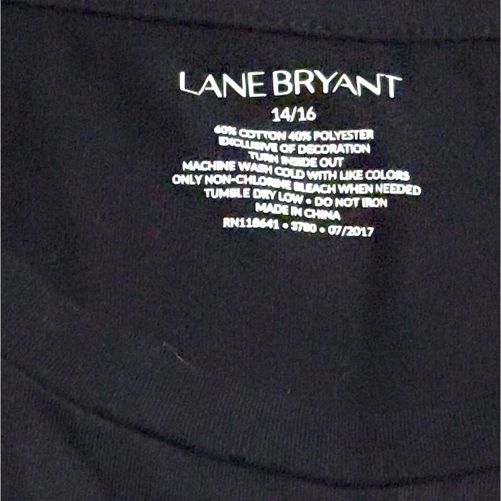 2/$13🌼LANE BRYANT Graphic Tee With Lace Trim🌼 - Picture 3 of 11